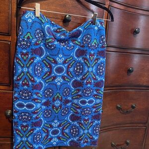 LuLaRoe Blue and Red Patterned Pencil Skirt - Cassie